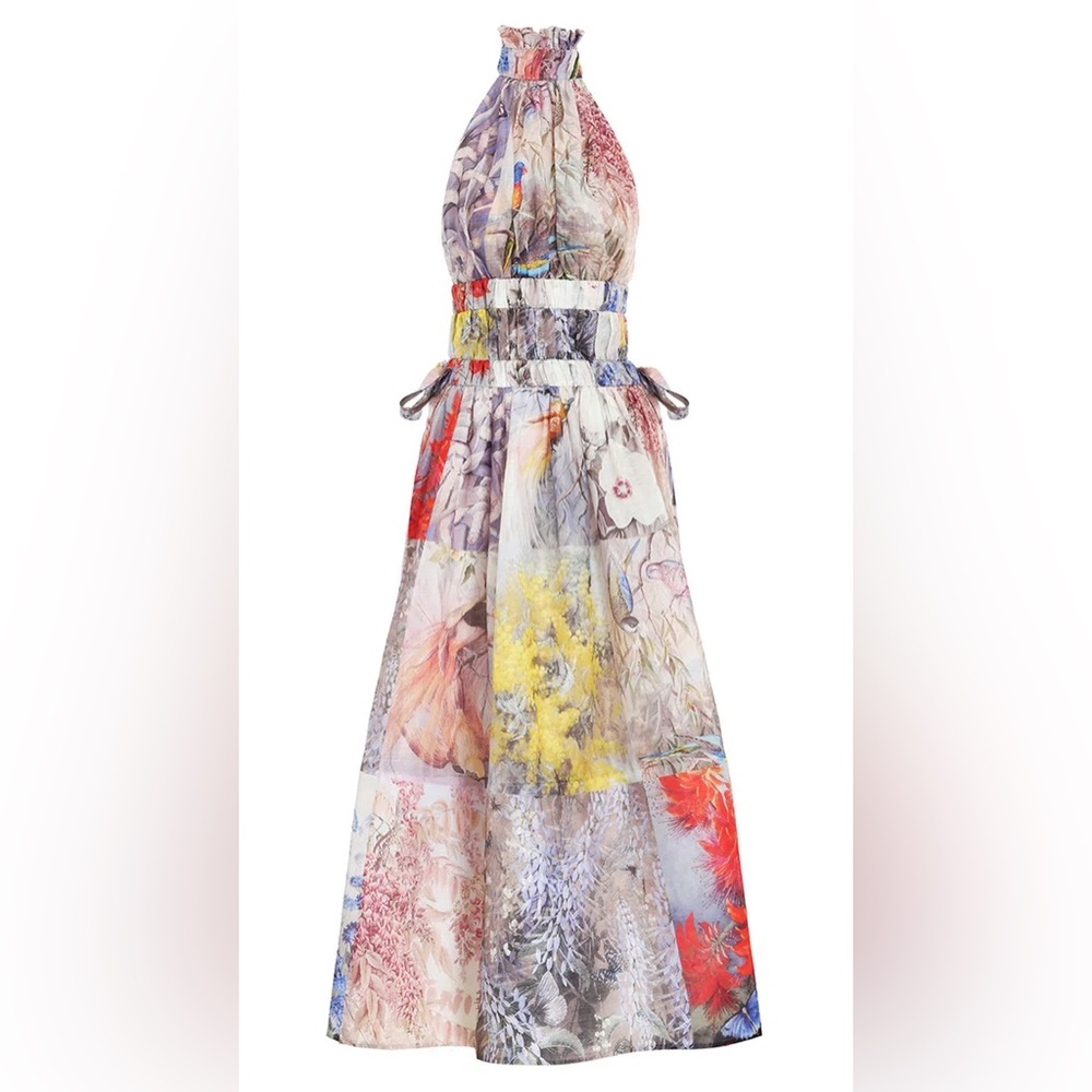 Zimmermann Botanica Patchwork Halter Gown in Book Print - Picture 4 of 12